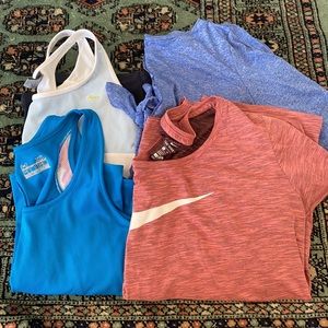 Athletic top bundle, two tanks and two tees. EUC